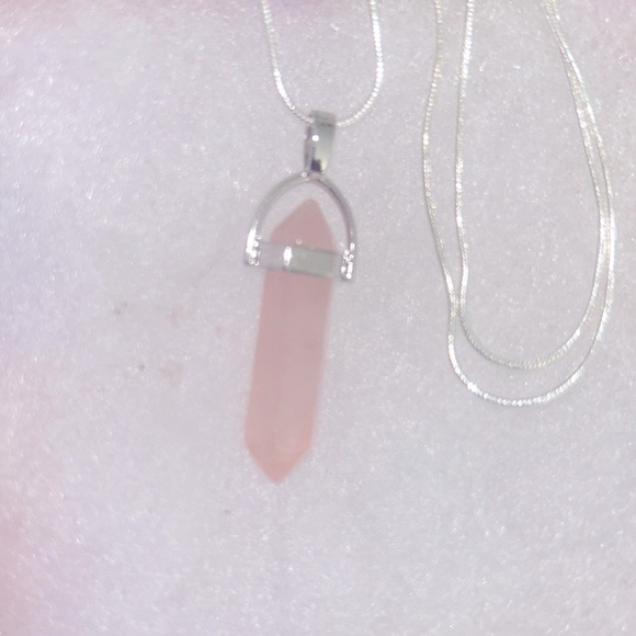 Boho hippie Rose Quartz Crystal Sterling Silver
24” Necklace - Picture 2 of 5